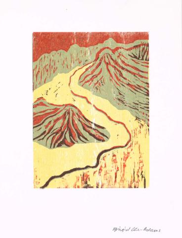 Artwork Mountain road this artwork made of Linocut on paper