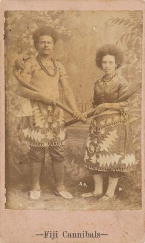 Artwork Fiji cannibals this artwork made of Albumen photograph on paper mounted on card, created in 1875-01-01