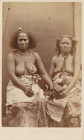 Artwork Tongan women this artwork made of Albumen photograph on paper mounted on card