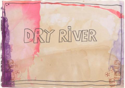 Artwork “DRY RIVER: 22 STOCK-ROUTES 22 FROG POEMS”. IN MEMORY OF ALEX WILSON MASTER HORSEMAN this artwork made of Graphite, ink and stain on paper, created in 1996-01-01