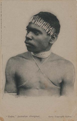 Artwork “Eudra”, Australian Aboriginal this artwork made of Postcard: Black and white photographic print