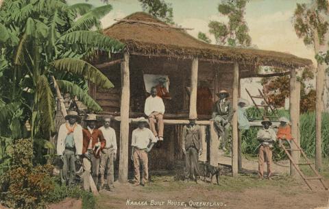 Artwork Kanaka built house, Queensland this artwork made of Postcard: Colour photographic print, created in 1895-01-01