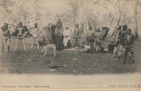 Artwork Aborigines, Nanango, Queensland (series II) this artwork made of (Taylor, Ipswich)
Postcard: Black and white photographic print, created in 1885-01-01