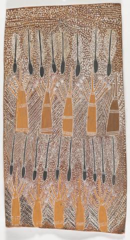 Artwork Untitled this artwork made of Natural pigments on eucalyptus bark, created in 1960-01-01