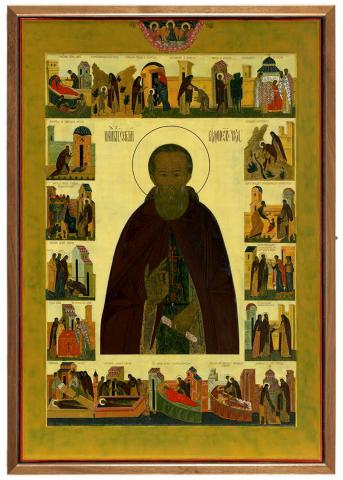 Artwork Ikon of St Sergius of Radonezh, through my hand this artwork made of Egg tempera on beech panel with American oak supports, created in 2003-01-01