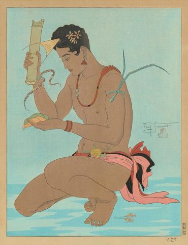Artwork Le betel (The betel nut boy), Yap this artwork made of Colour woodblock print on paper, created in 1940-01-01