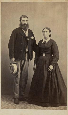 Artwork (Man and woman) this artwork made of Albumen photograph on paper mounted on card, created in 1879-01-01