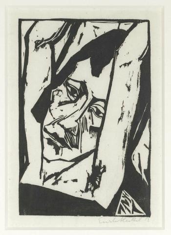 Artwork Junges mädchen (Young girl) this artwork made of Woodcut on paper, created in 1913-01-01