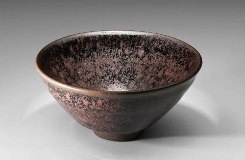 Artwork Tea bowl this artwork made of Deep red stoneware clay body thrown, with oil spot tenmoku glaze, created in 1986-01-01
