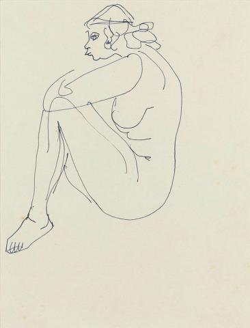 Artwork Female nude seated this artwork made of Pen and ink on linen paper, created in 1913-01-01