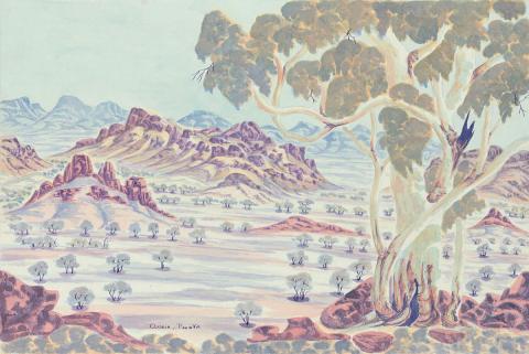 Artwork West MacDonnell Ranges this artwork made of Watercolour on paper, created in 2008-01-01