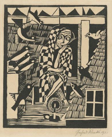 Artwork Die eule (The owl) this artwork made of Woodcut on wove paper, created in 1921-01-01