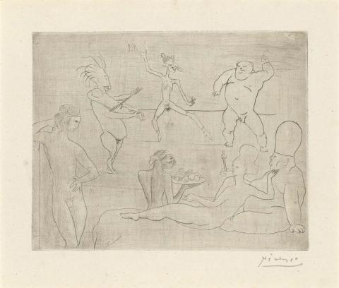 Artwork La Danse Barbare (Devant Salomé et Hérode) (from 'La Suite des Saltimbanques' series) this artwork made of Drypoint on wove paper, created in 1905-01-01