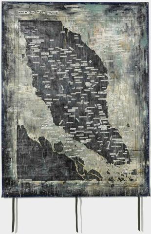 Artwork Boundary fluidity #24 this artwork made of Synthetic polymer paint and marker on tarpaulin, created in 2021-01-01