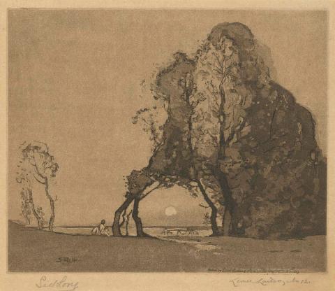Artwork Pastoral this artwork made of Etching and aquatint on paper, created in 1918-01-01