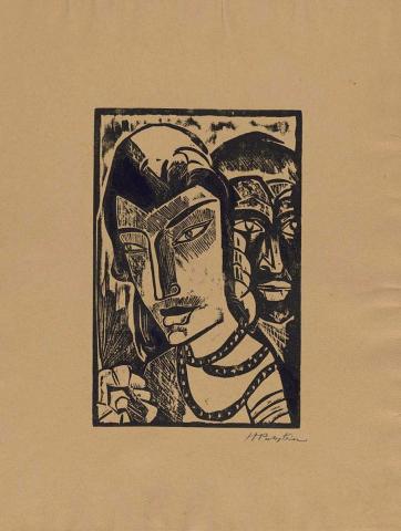 Artwork Prinzessin (Princess) this artwork made of Woodcut on paper, created in 1918-01-01
