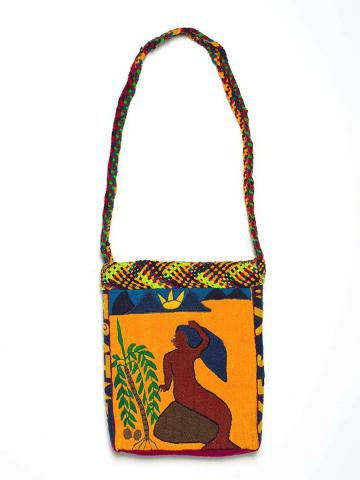 Artwork Mermaid this artwork made of Bag: cotton and synthetic thread on rice bag with cardboard insert and cotton lining, created in 2010-01-01