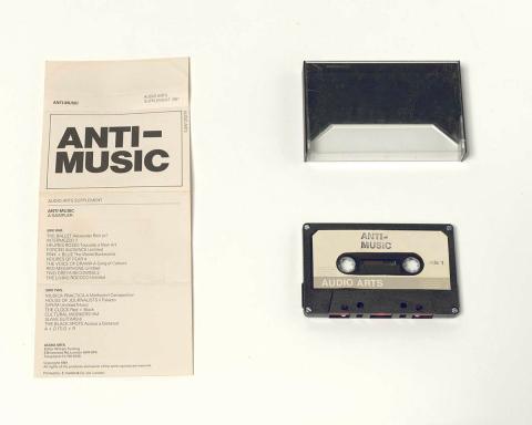Artwork ANTI-MUSIC: A Sampler this artwork made of Compact cassette with printed insert in plastic case
Released by Audio Arts, London, created in 1981-01-01