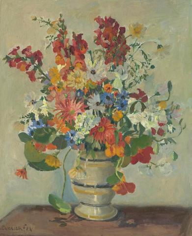 Artwork A bunch of flowers this artwork made of Oil on canvas laid down on plywood, created in 1930-01-01