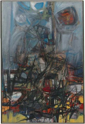 Artwork The Resurrection this artwork made of Synthetic polymer paint, concrete and oils on composition board, created in 1960-01-01