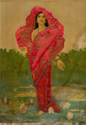 Artwork Padmini  this artwork made of Oleograph with Zardosi embroidery, created in 1894-01-01