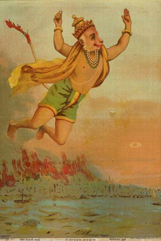 Artwork Lankadehan Hanuman this artwork made of Oleograph, created in 1900-01-01