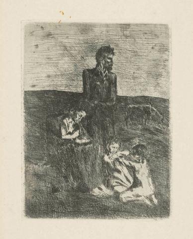 Artwork Les pauvres (The poor ones) (from 'La Suite des Saltimbanques' series) this artwork made of Etching on fine wove paper, created in 1905-01-01