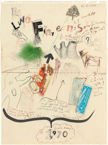 Artwork For Lino Fayen this artwork made of Collage and ink on paper, created in 1970-01-01