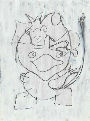 Artwork Untitled this artwork made of Pencil, synthetic polymer paint on board, created in 1992-01-01
