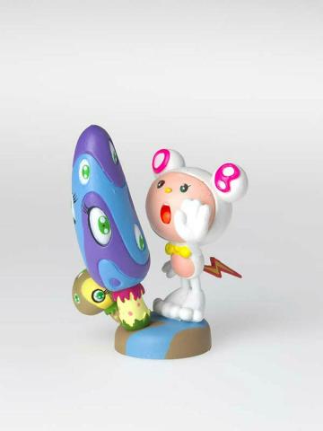 Artwork Mr. DOB & Mushrooms / White (from 'Takashi Murakami mini Museum' set) this artwork made of Plastic figurine in pink cardboard box with leaflets, created in 2004-01-01