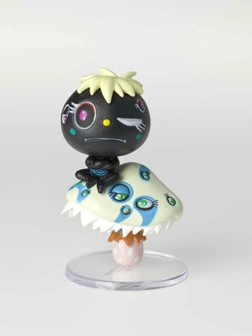 Artwork Mr. Oval and the Mediator / Black (from the 'SUPERFLAT MUSEUM' series by Takashi Murakami) this artwork made of Figurine (lacquer paint, PVC plastic, ABS plastic), pink cardboard box, leaflets, created in 2003-01-01
