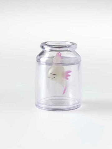 Artwork Rumble-kun in a jar / Opera Pink (from the 'SUPERFLAT MUSEUM' series by Takashi Murakami) this artwork made of Figurine (lacquer paint, PVC plastic, ABS plastic), pink cardboard box, leaflets, created in 2003-01-01