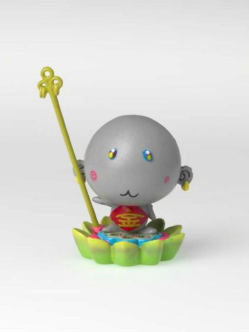 Artwork Machikado-kun (from the 'SUPERFLAT MUSEUM' series by Takashi Murakami) this artwork made of Figurine (lacquer paint, PVC plastic, ABS plastic), black cardboard box, leaflets, created in 2003-01-01