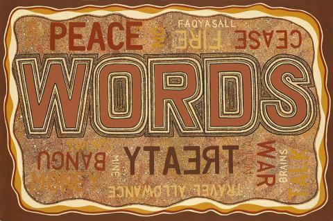 Artwork Words this artwork made of Synthetic polymer paint on canvas, created in 1992-01-01