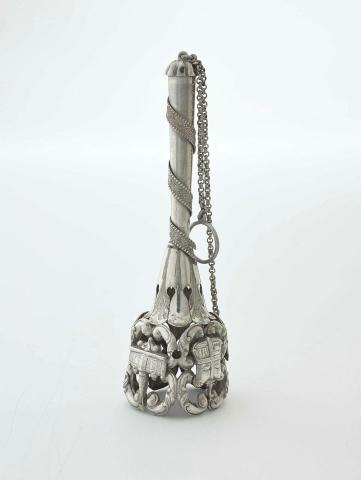 Artwork Posyholder with chain this artwork made of Silver, cast, machined and engraved, created in 1800-01-01