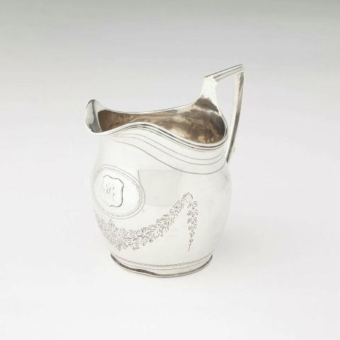 Artwork Cream jug this artwork made of Silver, engraved with floral swags, created in 1809-01-01