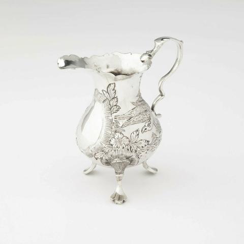 Artwork Cream jug this artwork made of Silver, repousse and engraved with an eagle and floral scroll in the rococo manner, created in 1759-01-01