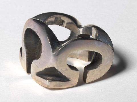 Artwork Ring: Enigma key - a tantological paradox this artwork made of Sterling silver cast, created in 1980-01-01