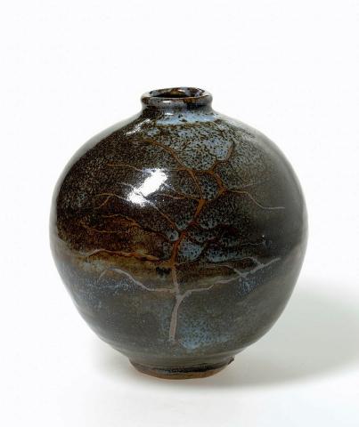 Artwork Blossom jar:  Winter, Shipley this artwork made of Stoneware, thrown with blue Chün glaze, created in 1982-01-01