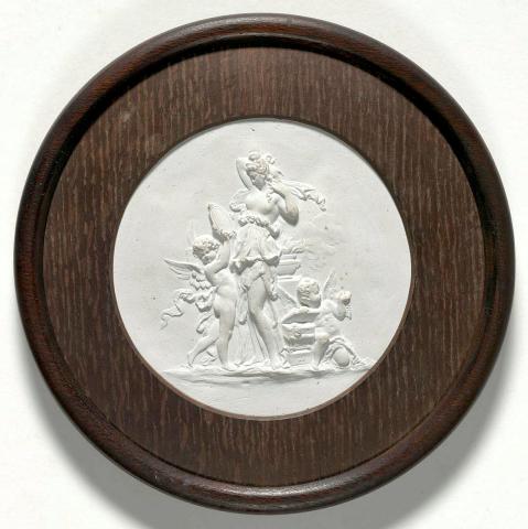 Artwork Plaque:  (Neoclassic motif) this artwork made of Plaster cast and incised with original frame, created in 1920-01-01