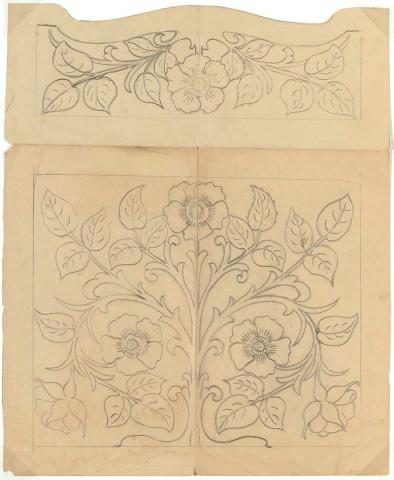 Artwork Design for leatherwork: Rose this artwork made of Design: pencil on thin card, created in 1943-01-01