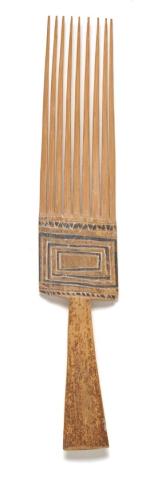 Artwork Comb this artwork made of Bamboo, carved and incised with white and black lines, created in 1900-01-01