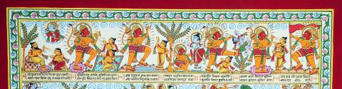A painted fabric scroll / Hanuman chalisa 2015