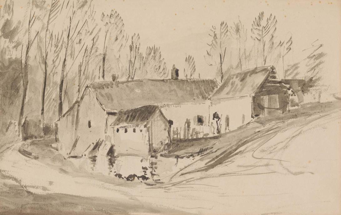 Artwork The Farm this artwork made of Brush and ink and ink wash on off-white wove paper, created in 1930-01-01