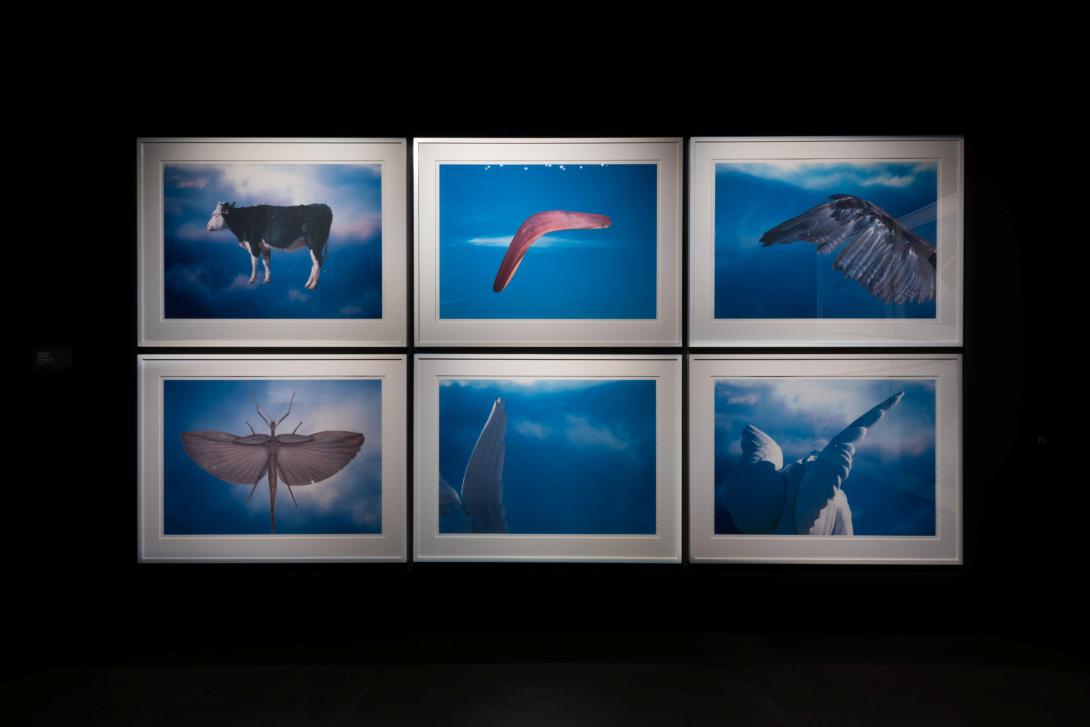 A view of Michael Riley's cloud (portfolio) works installed for Transitions, GOMA, March 2023 / Photograph: M Campbell, QAGOMA