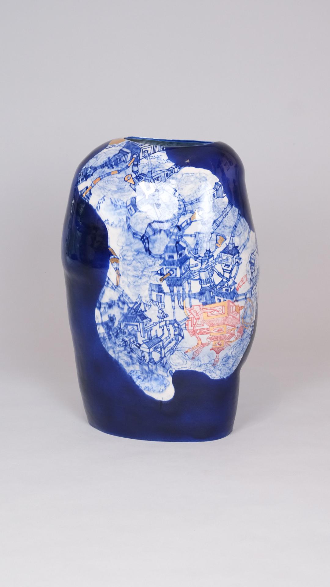 Artwork Dark blue this artwork made of Ceramic hand painted