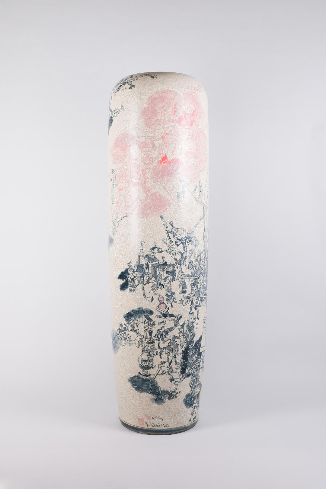 Artwork Vase No. 5 this artwork made of Ceramic hand painted crackle glaze