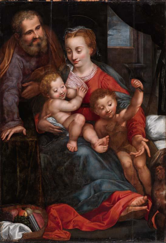 Artwork Holy Family with the infant Baptist this artwork made of Oil