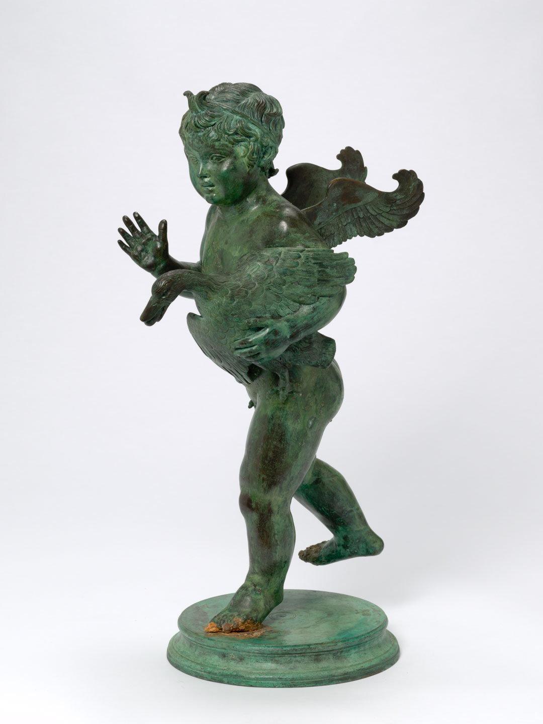 Artwork Cupid with a goose this artwork made of Bronze, created in 1860-01-01