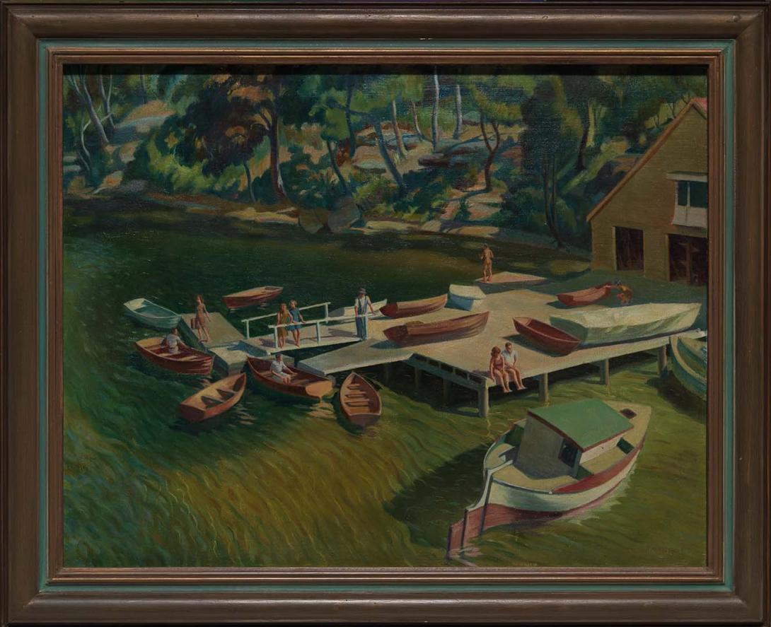 Artwork Boatshed this artwork made of Oil on canvas, created in 1947-01-01